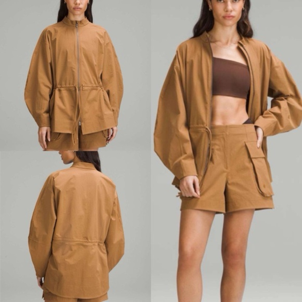LULULEMON Side-Cinch Waist Stretch Shirt Jacket Bold Beige Size Large $198